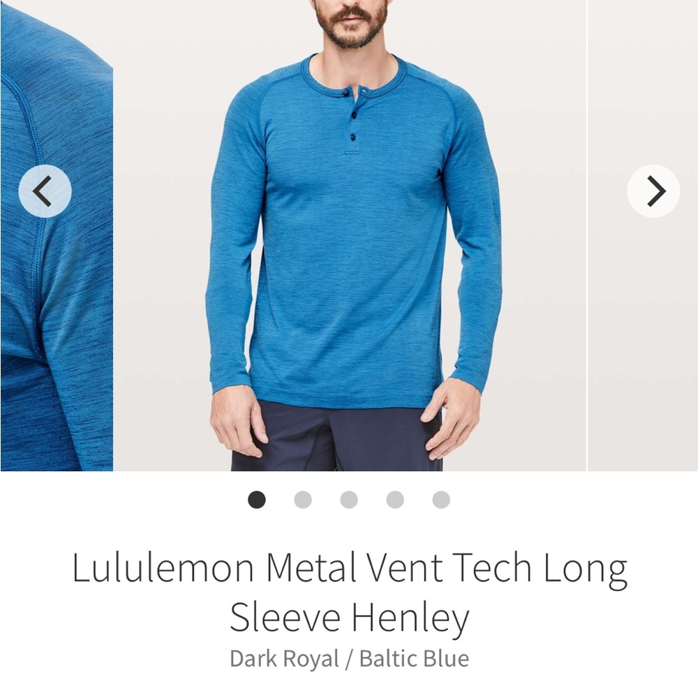 Lululemon Metal Vent Tech Long Sleeve Henley
Dark Royal / Baltic Blue in XL